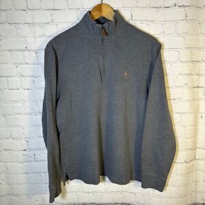 Polo Ralph Lauren Mens Estate Rib Quarter Zip Pullover Grey Cotton Sweater S